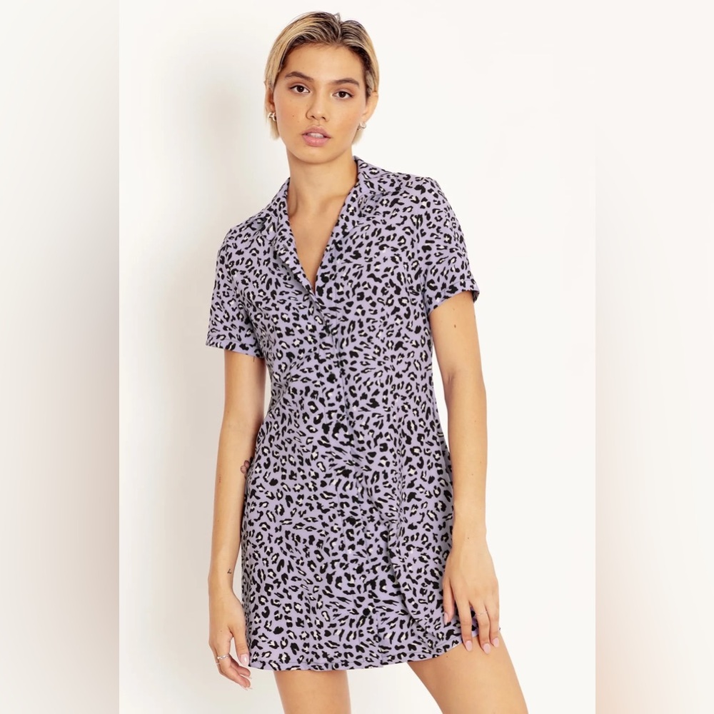 City Kitty Lilac Short Sleeve Shirt Dress